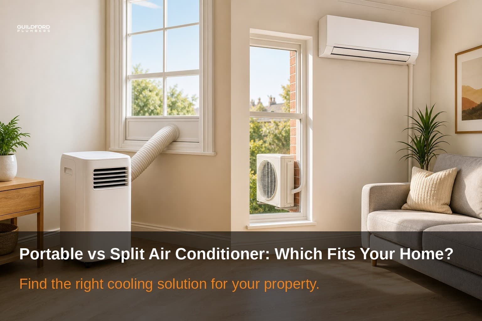 Comparison of portable and split air-conditioning options for a home
