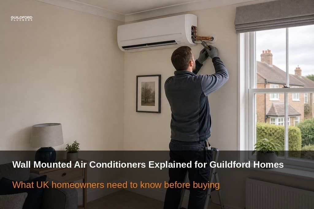 Wall-mounted air-conditioning unit in a Guildford home
