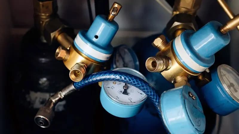 Gas safety pipework and inspection equipment ready for an appliance assessment