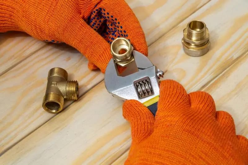 Plumbing tools and pipe fittings prepared for an urgent repair for emergency plumbing in Surbiton
